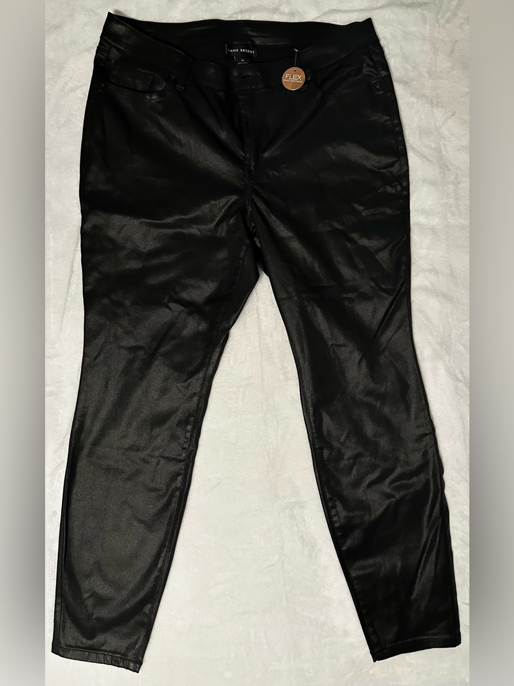 Size 16 Lane Bryant Black Coated Skinny Pants with Flex